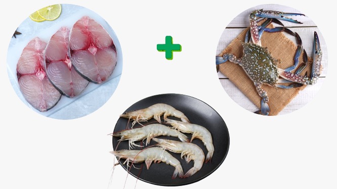 Combo6(Vanjaram (M)(1 Kg)+Crab(1kg)+Prawns(M)(1kg))